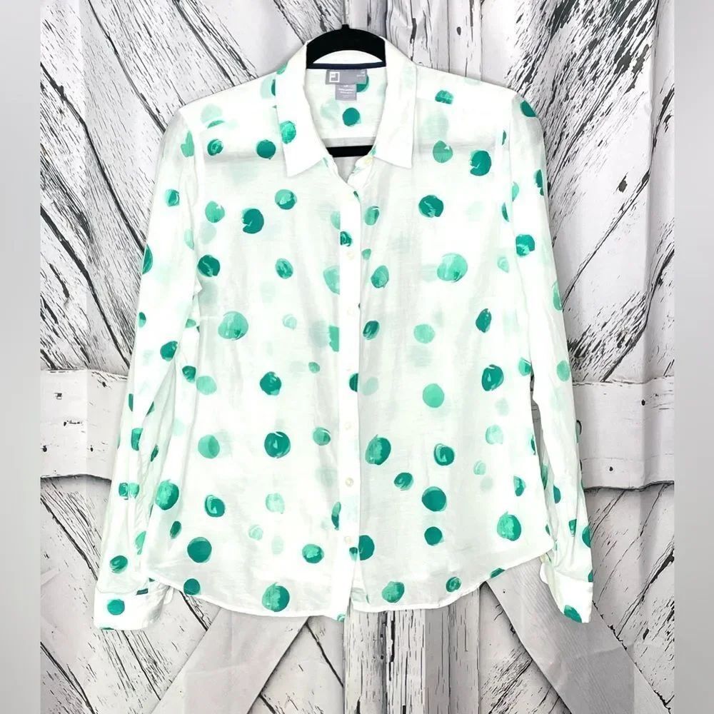 Vintage JCP Silk Blend Long Sleeve Shirt Dots LP